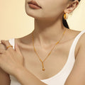 Gold Star Pendant Necklace With Bar Links And Rhinestone view 3