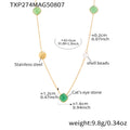 Long Gold Chain Square Cat Eye Stone Necklaces Shell Bead view 6