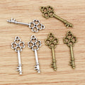 Floral Bow Key Metal Charms in Two Antique Finishes view 4