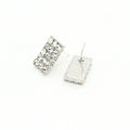 Rectangular Crystal Stud Earrings in Gold and Silver Tone view 3
