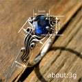 Blue Oval Wave Ring in Antiqued Silver Tone Polished Metal Jewelry view 4