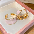 Color Block Chunky Hoop Earrings in Four Pastel Colors view 6