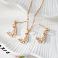 Gold Enamel Butterfly Bird Necklace Earring Sets 7 Styles view 11