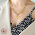 Open Heart Toggle Necklace Cable Chain Gold Or Steel view 3