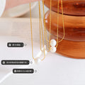 Single Freshwater Pearl Station Necklace Gold Steel Fine Chain view 2