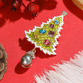 Enamel Christmas Tree Metal Brooch with Pearl Drop view 2
