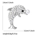 Crystal Dolphin Brooch with Pearl Accent in Two Metal Tones view 6