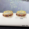 Multicolor Baguette Hinged Hoop Earrings In Two Metal Tones view 4