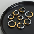 Two-Tone Gold Steel Thick Huggie Hoop Earrings Sizes view 3