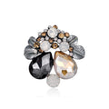 Gold Tone Silver Tone Flower Crystal Metal Brooch Pin 3.6 x 3.7 cm view 1