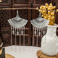 Eighty-Two Silver Tone Ethnic Fringe and Tassel Earrings view 1