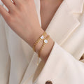 Wheat Leaf Chain White Seashell Heart Round Bracelets Gold Steel view 1