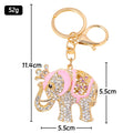 Rhinestone Crown Elephant Keychain Gold Tone Lucky Charm view 3