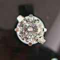 Four-Prong Round Clear Solitaire Ring With Slim Pave Band view 3