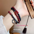 Red Stone Blue Glass Multi Wrap Bracelet Elephant Heart view 4
