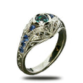 Opalescent Oval Blue Stone Filigree Ring In Two Metal Tones view 5
