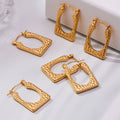 Hammered Irregular Square Hoop Earrings in Two Metal Finishes view 3