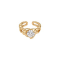 Heart Clear Crystal Open Rings Twisted Band Gold Silver view 5