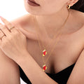 Red Enamel Christmas Stocking Pendant Necklace Gold Chain view 2