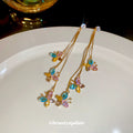 Gold Tone Colorful Crystal Butterfly Drop Earrings view 4
