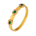 Gold Hinged Bangle Green Stone Zircon Glass Settings view 5