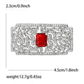 Rectangular Crystal Metal Brooch with Blue Red or Green Stone view 7