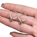 Pearl Beaded Hoop Earrings with Silver Tone Beads Fashion Jewelry view 5