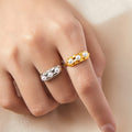 Open Adjustable Ring Three Imitation Pearls Gold Steel view 3
