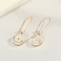 Gold Tone Round Clear Resin Flower Drop Earrings in Three Designs view 3