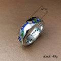 Blue And Green Stone Wave-Inlay Wide Ring In Polished Silver Tone view 5