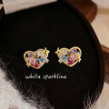 Gold Tone Multicolor Stone Heart And Star Stud Earrings view 4