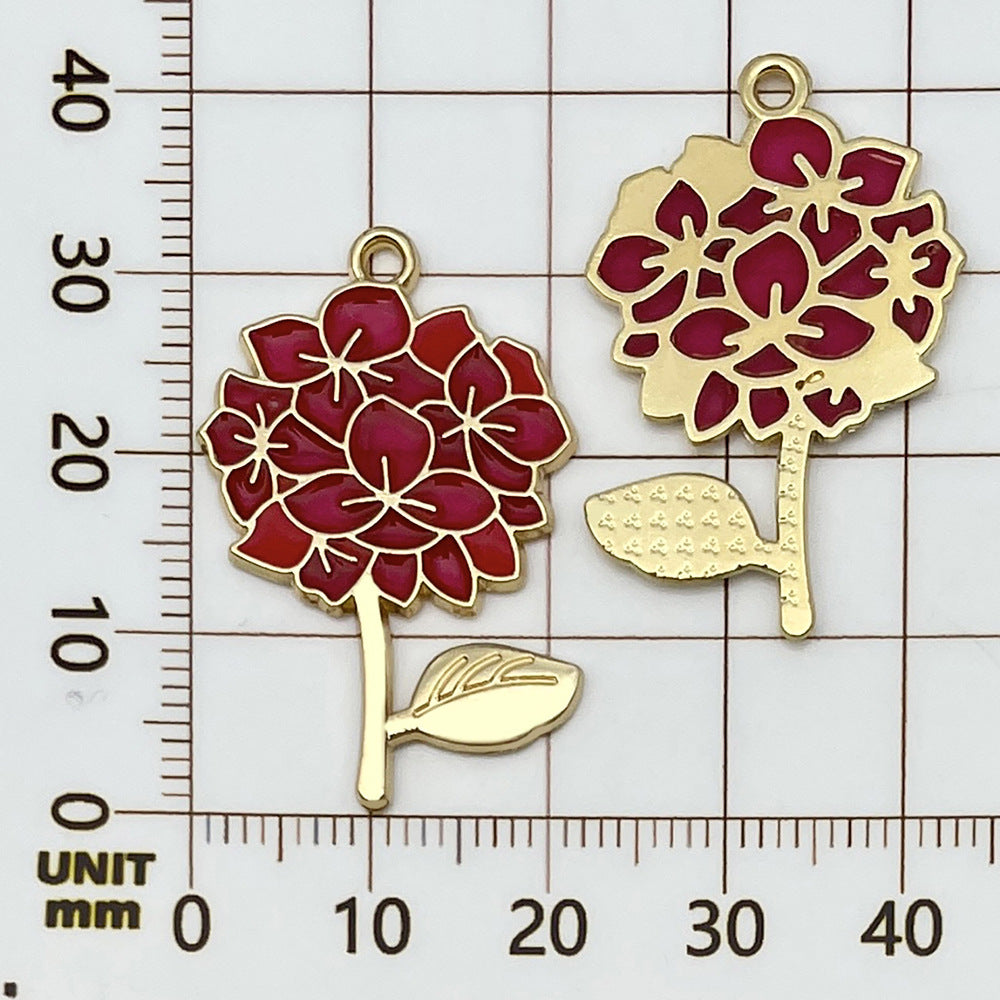 Zinc Alloy Carnation Lily Rose Bouquet Enamel Charm Pendant for DIY Mother's Day Jewelry