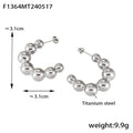 Graduated Bead Ball C Hoop Earrings Gold Silver Metal view 7