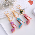 Rhinestone High Heel Shoe Keychain Flower Accent Charm view 3