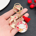 Red Thousand Fortune Cat Koi Tassel Metal Keychain Pair view 3