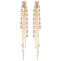 Crystal Chain Tassel Drop Earrings In Gold And Silver Tones view 5