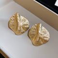 Irregular Folded Disc Stud Earrings in Gold and Silver Tones view 6
