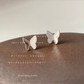 Silver-Tone Matte Smooth Mini Butterfly Stud Earrings Pair view 3
