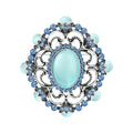 Baroque Oval Cabochon Brooch in Green or Pale Blue Crystal view 5