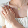 Evil Eye Round Pendant Necklace With Zircon Gold Or Steel view 1