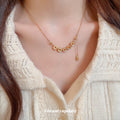 Gold Tone Chinese Coin Row Pendant Necklace Cable Chain view 4