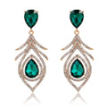 Gold Tone Silver Tone Green Teardrop Openwork Five Designs Metal Dangle Earrings view 8