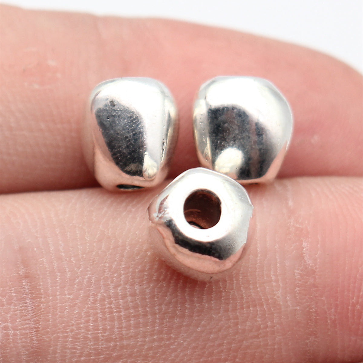 9.6x8.9x8.7mm 2.4g Antique Silver Tone Zinc Alloy Irregular Stone Shape Smooth Loose Metal Beads for Bracelet DIY