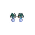 Crystal Flower and Pearl Drop Stud Earrings Fashion Jewelry view 5
