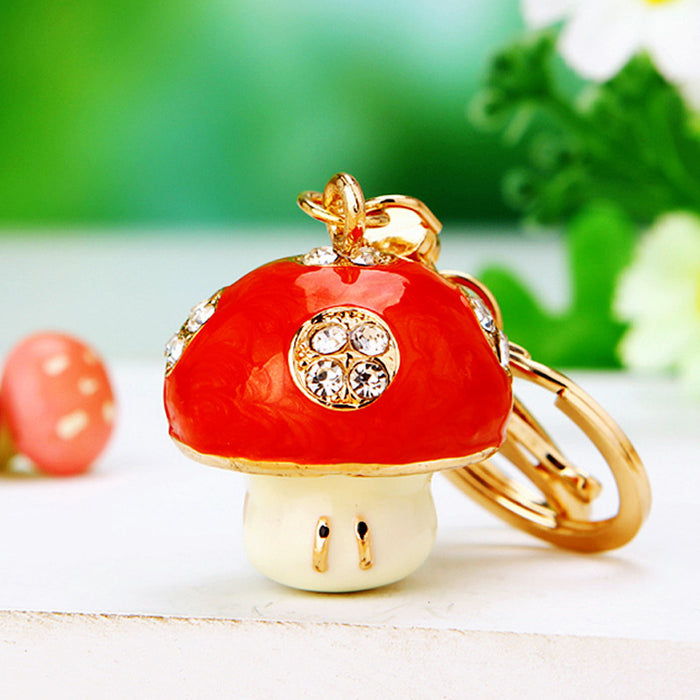 Red Jeweled Mushroom Keychains in Three Plain Braided and Fortune Loop Options