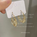 Gold Tone Twisted Lattice Mesh Hoop Earrings Hinged Pair view 4