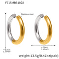 Thick Hoop Huggie Earrings Gold Steel Two-Tone Sizes view 7