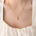 Gold Organic Wrap Pearl Pendant Necklace On Fine Chain view 6