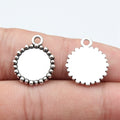 Antique Silver Metal Beaded Round Pendant Bezel For Jewelry Making view 1