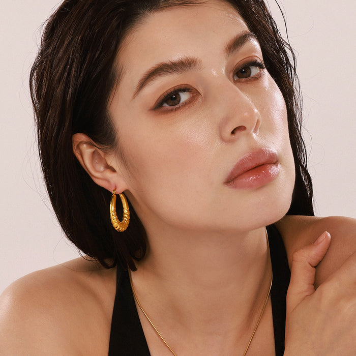 Sculpted Geometric Hoop Earrings in Gold and Silver Tone